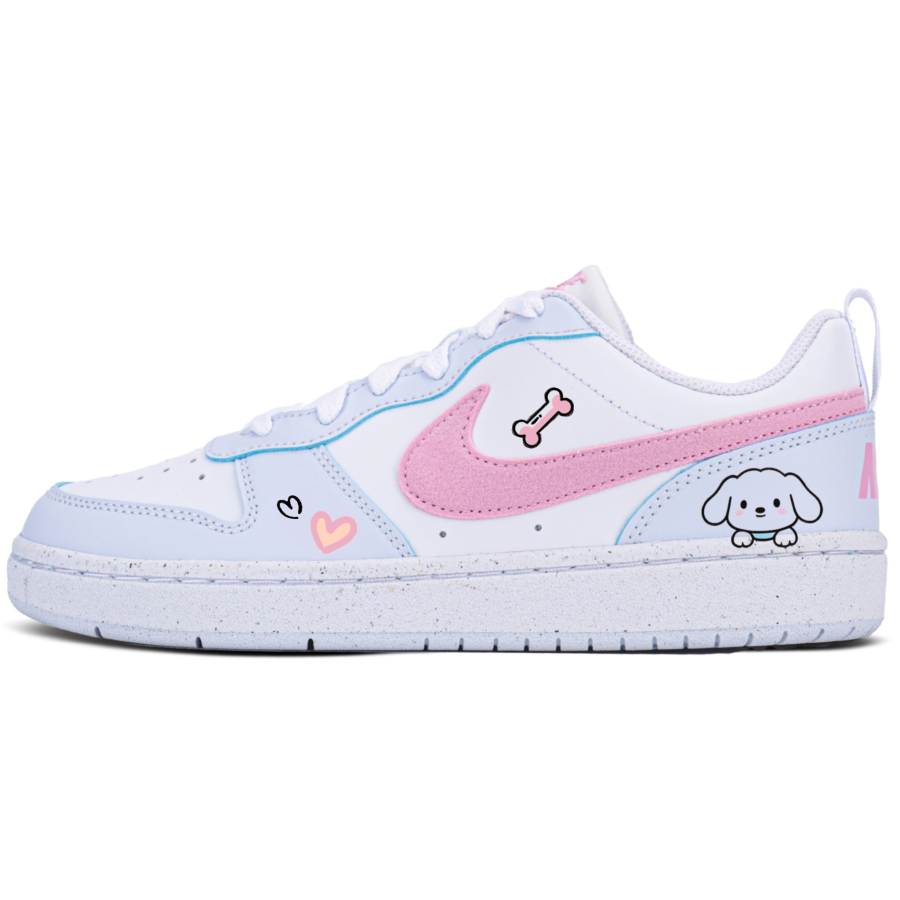 Nike Nike Court Borough Cute And Adorable Low top Kids' Skateboarding Shoes Blue Pink