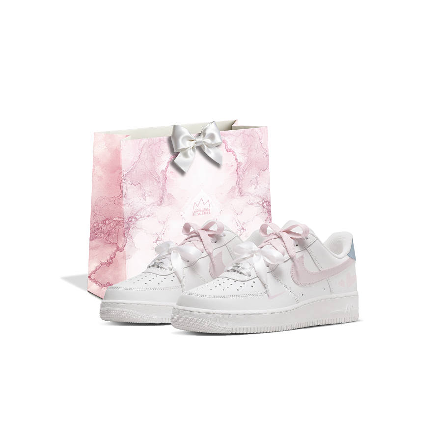 Nike Nike Air Force 1 Shopping Bag Cushioning Low top Skateboard Shoes Women's Blue Pink