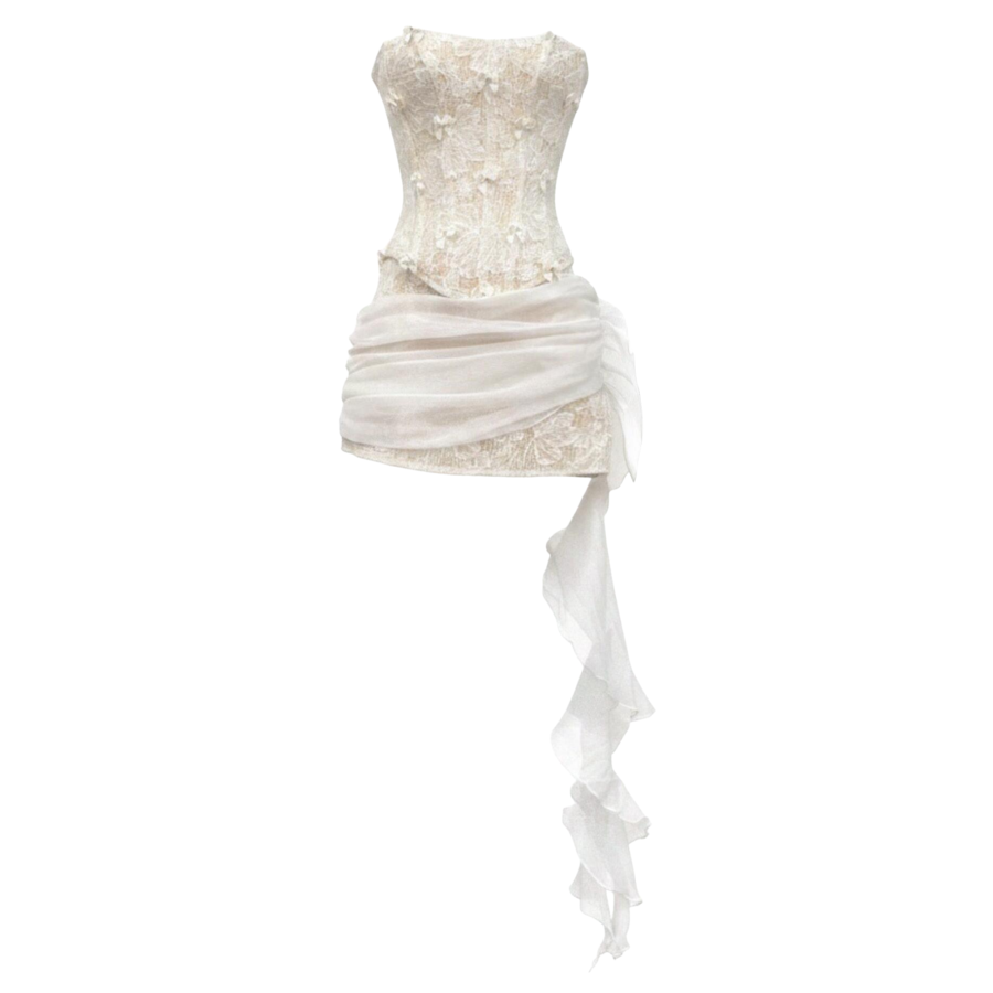 FINDSME GAGA Two Piece Skirt Sets Women's Strapless Top Moderate Short Skirt