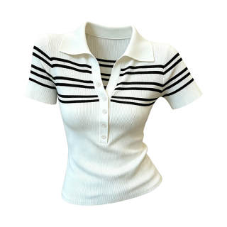 DUSHILIREN Knitwear Women's White Polo Collar Moderate