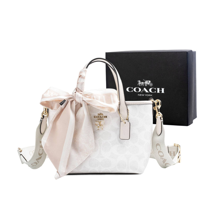 COACH City Artificial Leather Crossbody Handbag Mini Women's White
