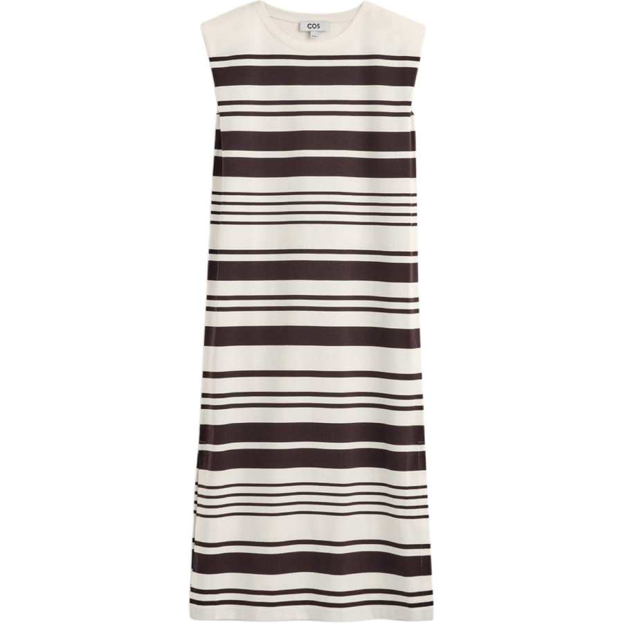 COS Sleeveless Dresses Women's Ecru/Brown Crew Neck Moderate