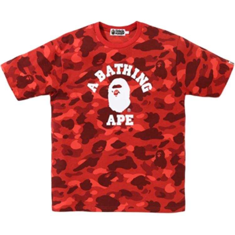 A BATHING APE Head Series T Shirt Unisex Red Camouflage