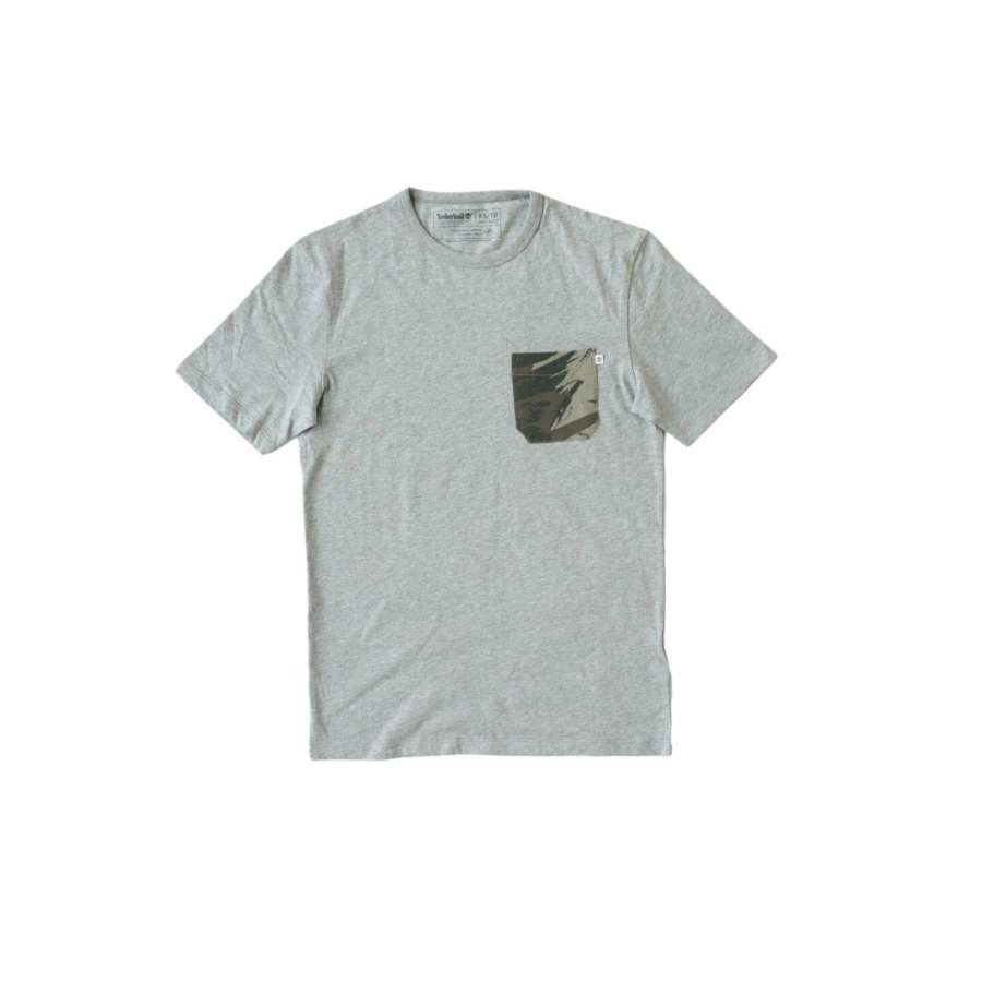 Timberland T Shirts Men's Gray 052 Crew Neck Moderate