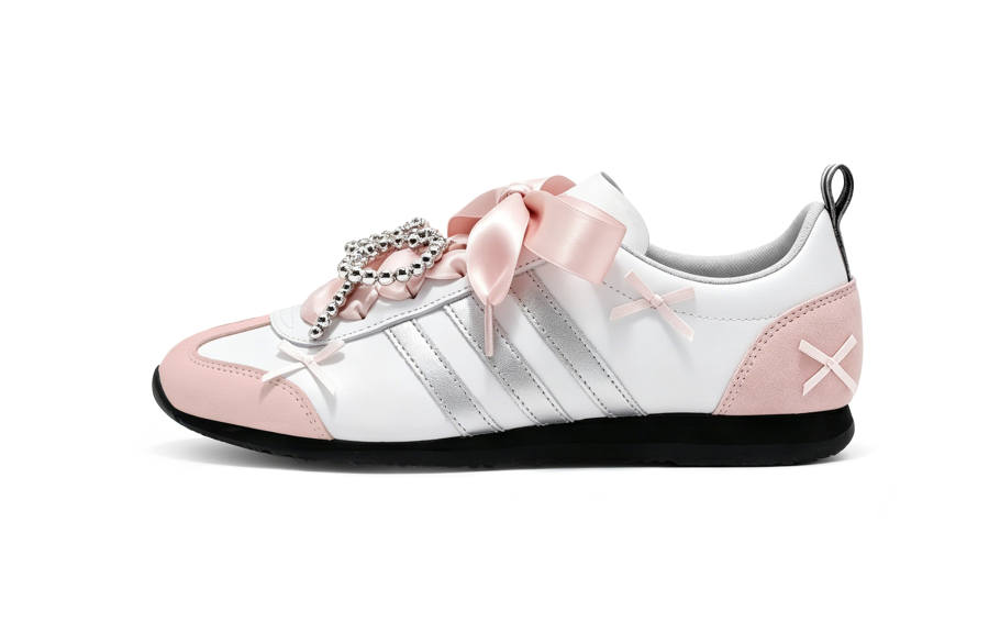 Adidas Adidas VS JOG 2.0 Miu Collection Lightweight Breathable Low top German Army Trainers Unisex Rose Pink 3.0
