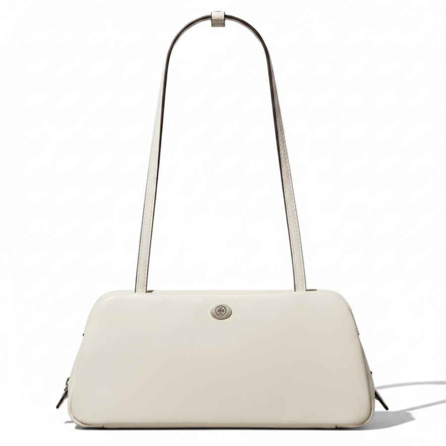 TORY BURCH Robinson Cow Leather Shoulder Bag Medium Women's Light Cream