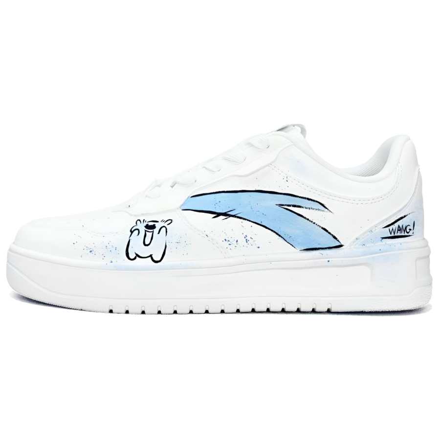 Anta Easy Synthetic Leather Abrasion Resistant Lightweight Low top Skateboard Shoes Unisex White Blue