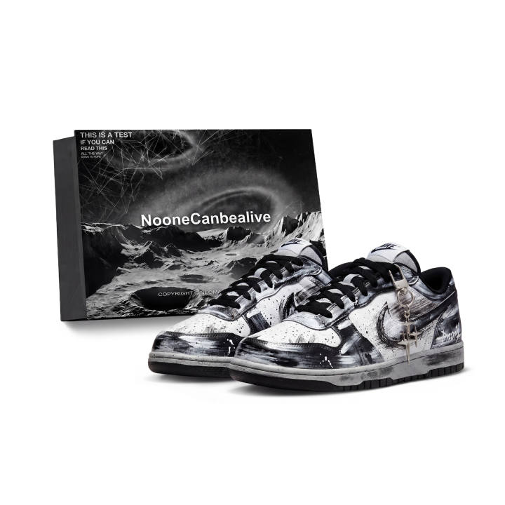Nike Nike Big Black Silver Graffiti Slip Resistant Abrasion Resistant Low top Skateboard Shoes Men's Black White