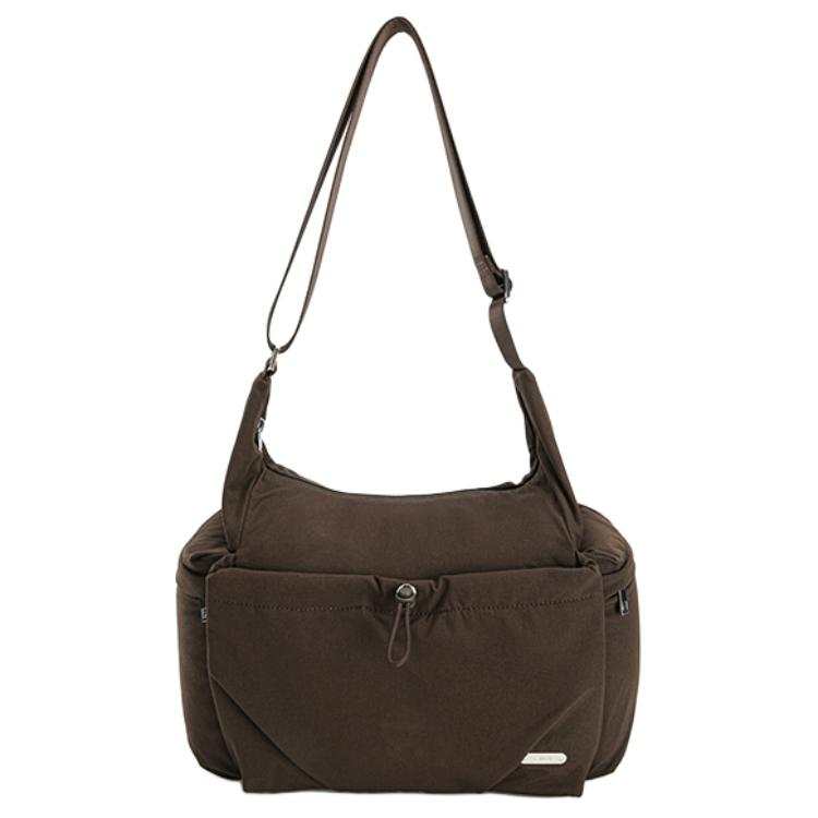 FILA Fabric Crossbody Bags Regular Unisex Dark Coffee Color