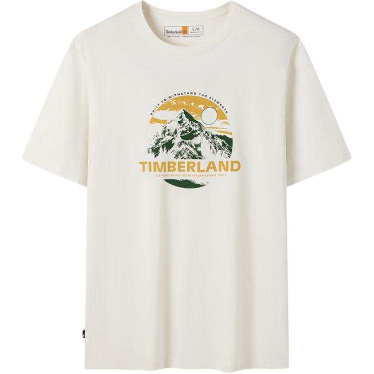 Timberland T Shirts Men's CM9 Vintage White Crew Neck Moderate