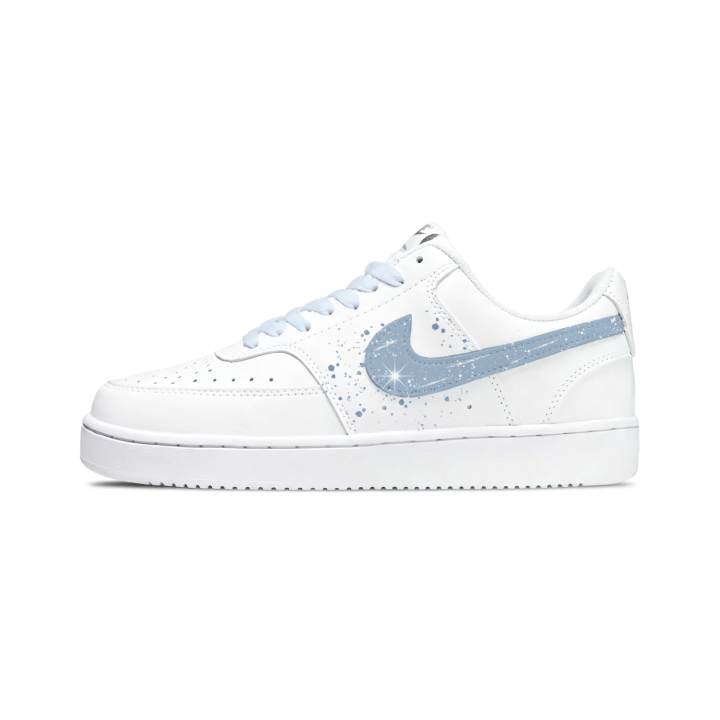 Nike Nike Court Vision 1 Starfish Pu Slip Resistant Cushioning Abrasion Resistant Balance Skateboard Shoes Men's White Blue