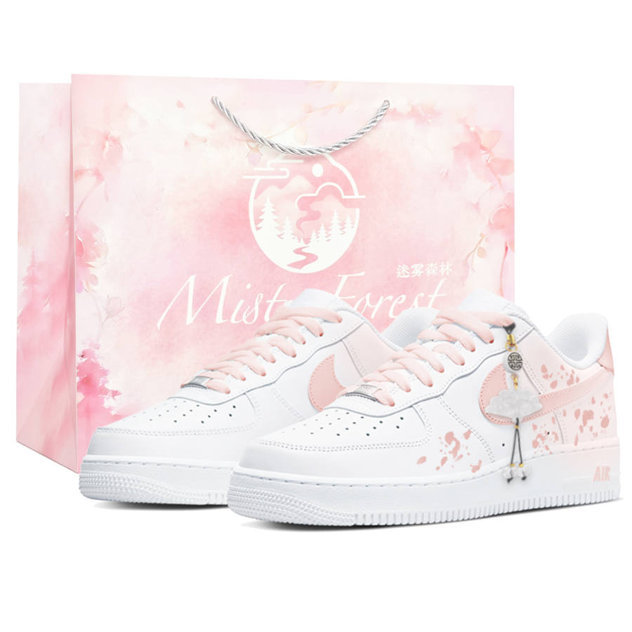 Nike Nike Air Force 1 Slip Resistant Abrasion Resistant Low top Skateboard Shoes Women's Pink White