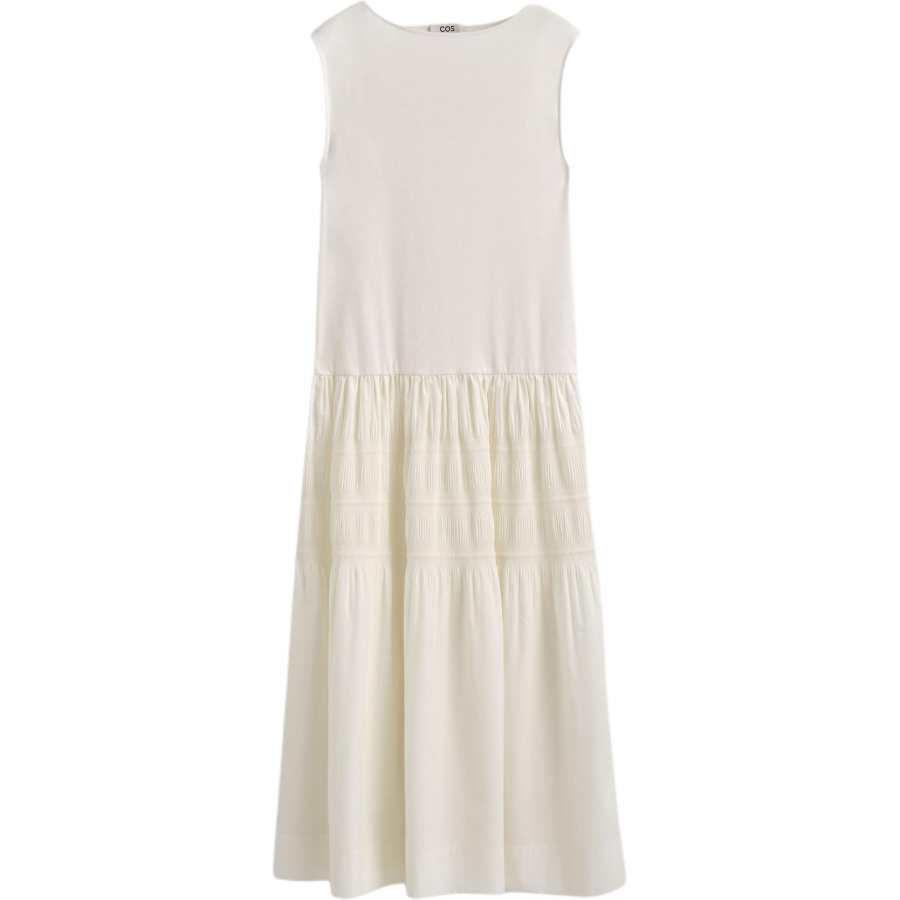 COS Sleeveless Dresses Women's Ecru Crew Neck Moderate Midi Skirt