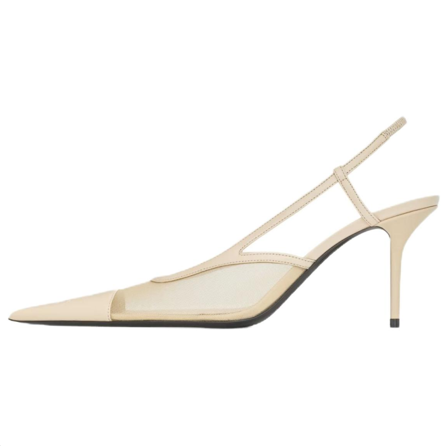 SAINT LAURENT Renee Slim Heel High Heels 7.5cm Women's White