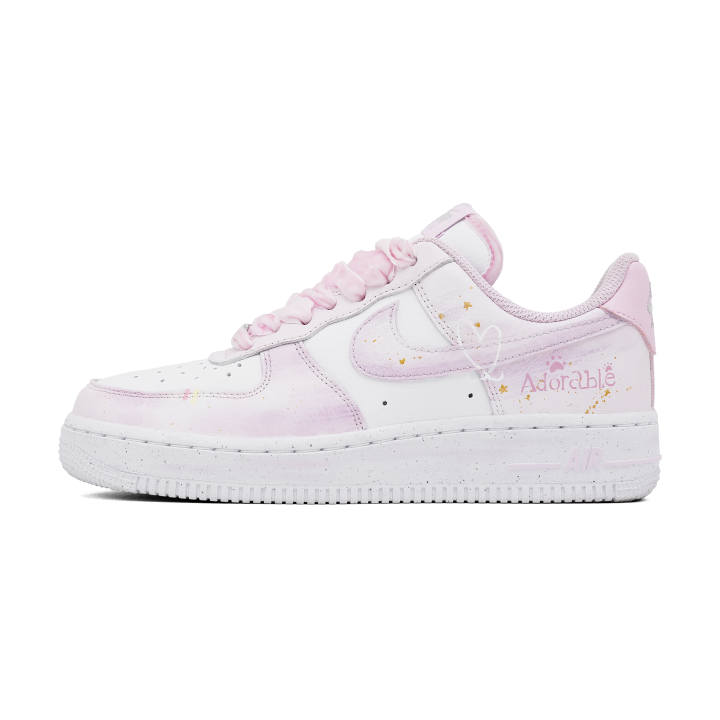 Nike Nike Air Force 1 Leather Cushioning Breathable Low top Skateboard Shoes Women's Pink