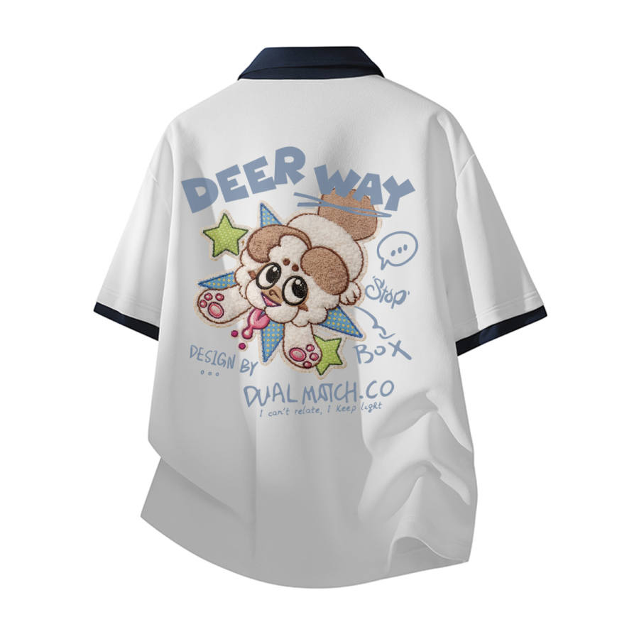 DEERWAY Polo Shirts Unisex Polo Collar Moderate Mock Two Piece