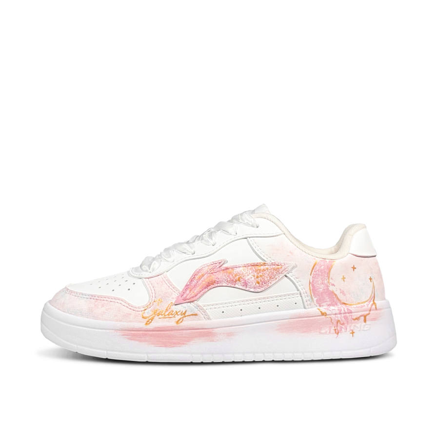 Li-Ning Li Ning Floating Boat Pink Moon Golden Mango Slip Resistant Cushioning Low top Skateboard Shoes Women's Pink White
