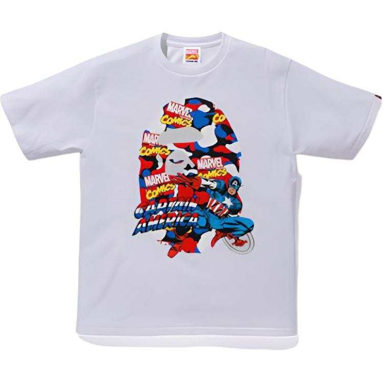 A BATHING APE Bape X Marvel Comics Camo Captain America Tee
