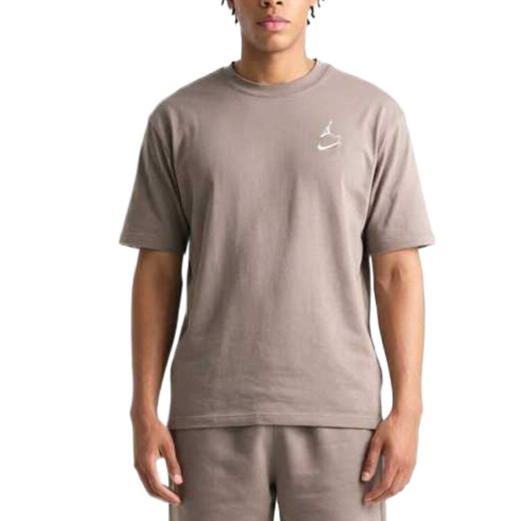 Jordan Jordan Brooklyn T Shirts Men's Olive Gray/Sail White Crew Neck Moderate