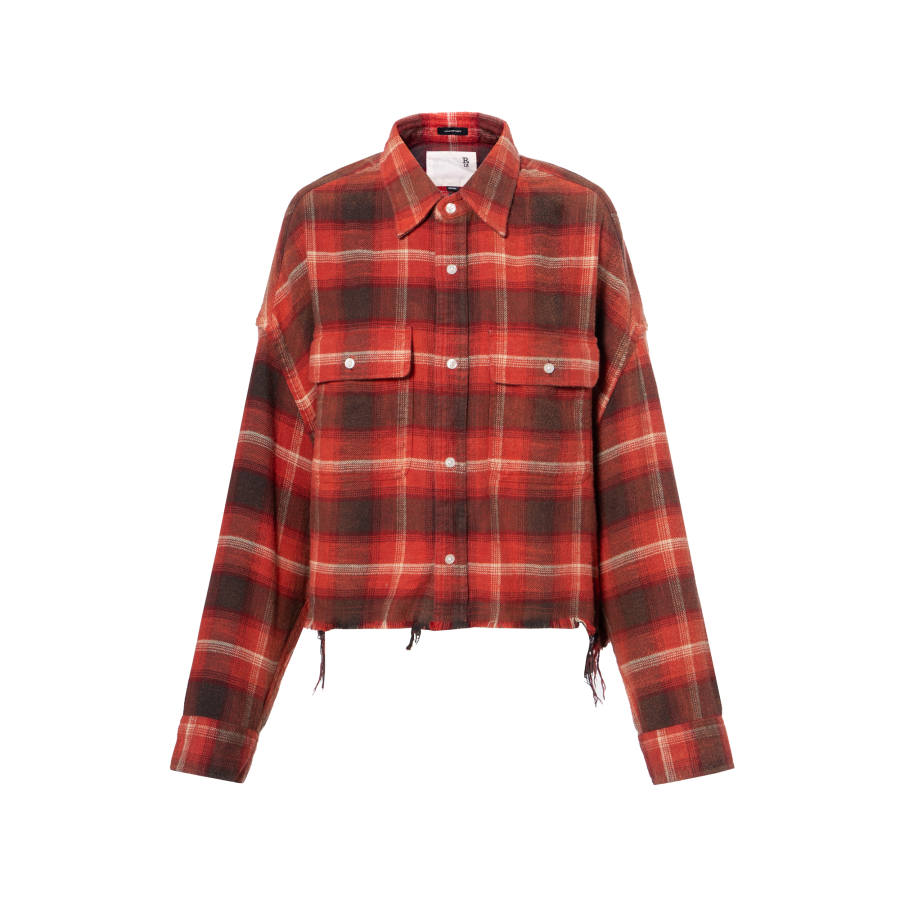 R13 R13 frayed check-pattern shirt