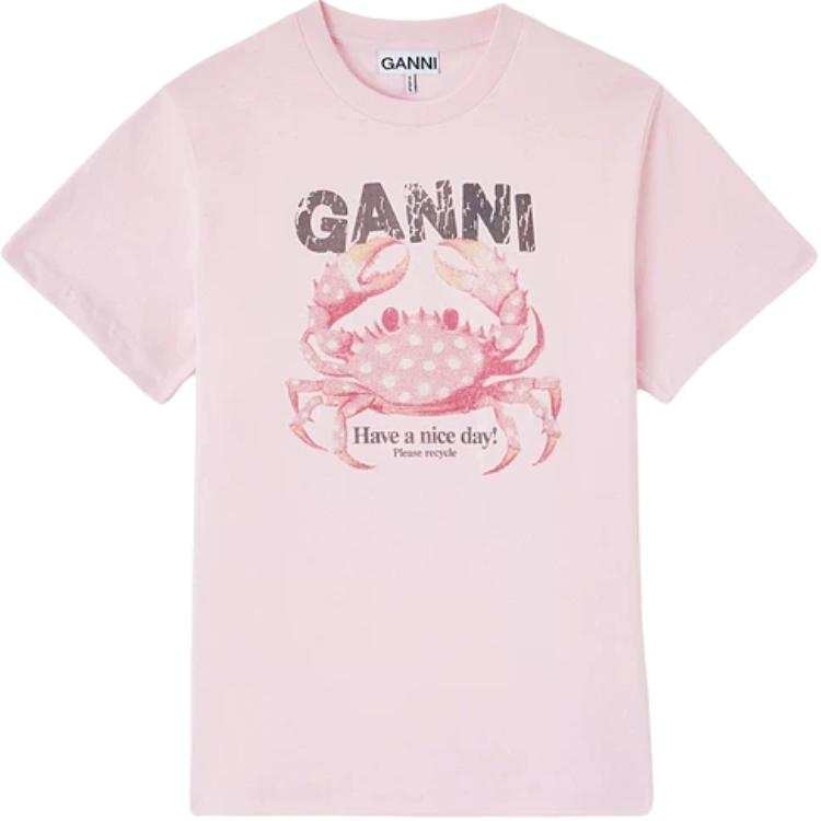 GANNI T Shirts Women's Baby Pink Crew Neck