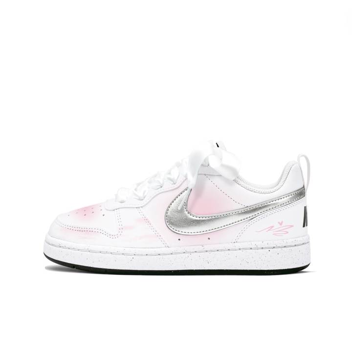 Nike Nike Court Borough Low top Kids' Skateboarding Shoes Silver, Pink Unisex