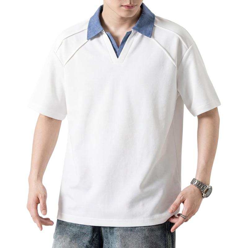 Tonlion Polo Shirts Men's V Neck Moderate