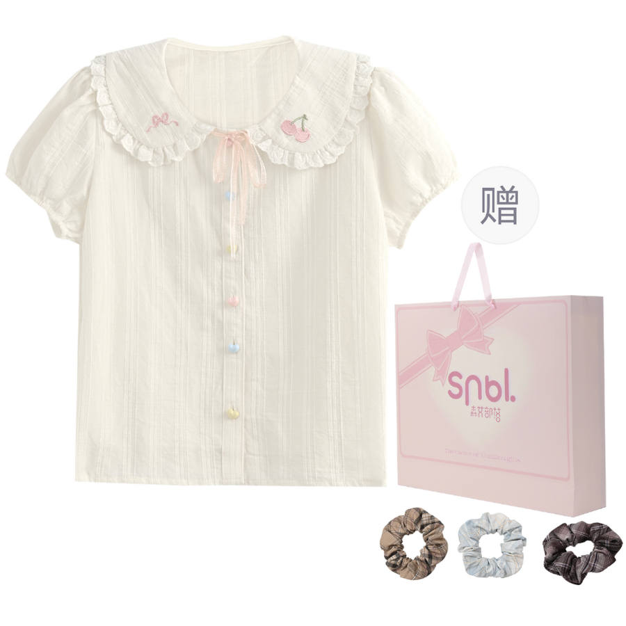 SNBL Shirts Women's Beige Apricot Peter Pan Collar Moderate