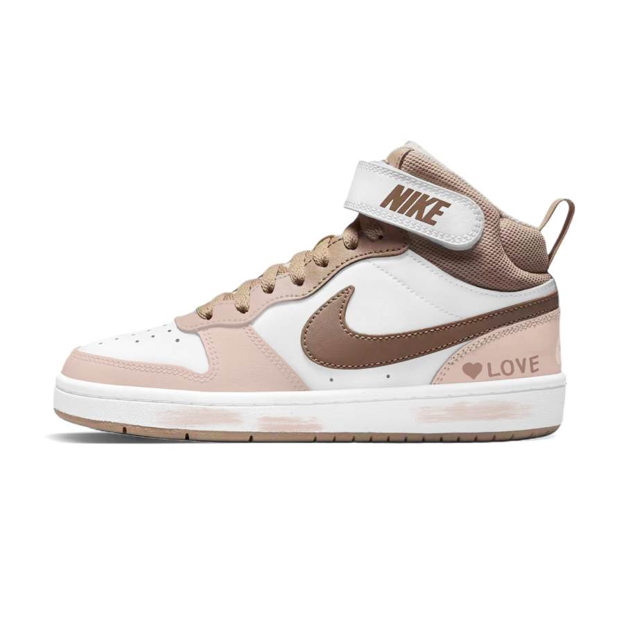 Nike Nike Court Borough Peach Pink Synthetic Leather High top Kids' Skateboarding Shoes Pink Unisex