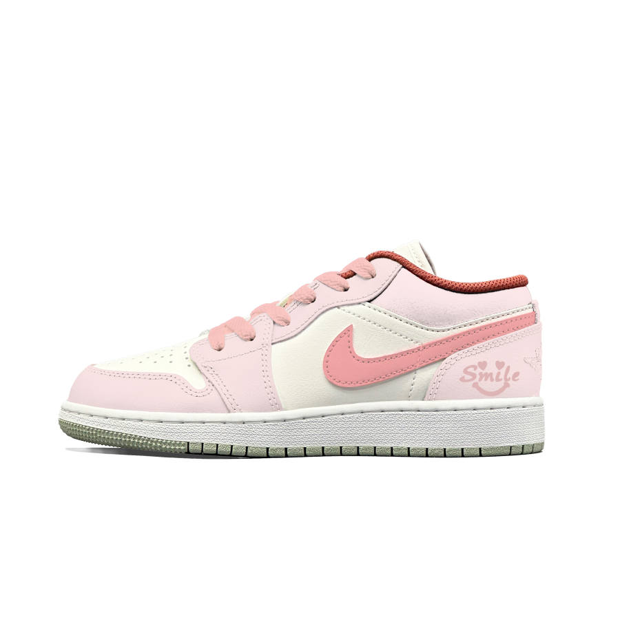 Jordan Jordan Air Jordan 1 Cherry Blossom Pink Wilderness Abrasion Resistant Low top Children's Basketball Shoes Unisex