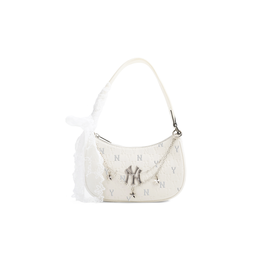 MLB MLB Monogram Collection Artificial Leather Shoulder Bag Regular Unisex Cream White