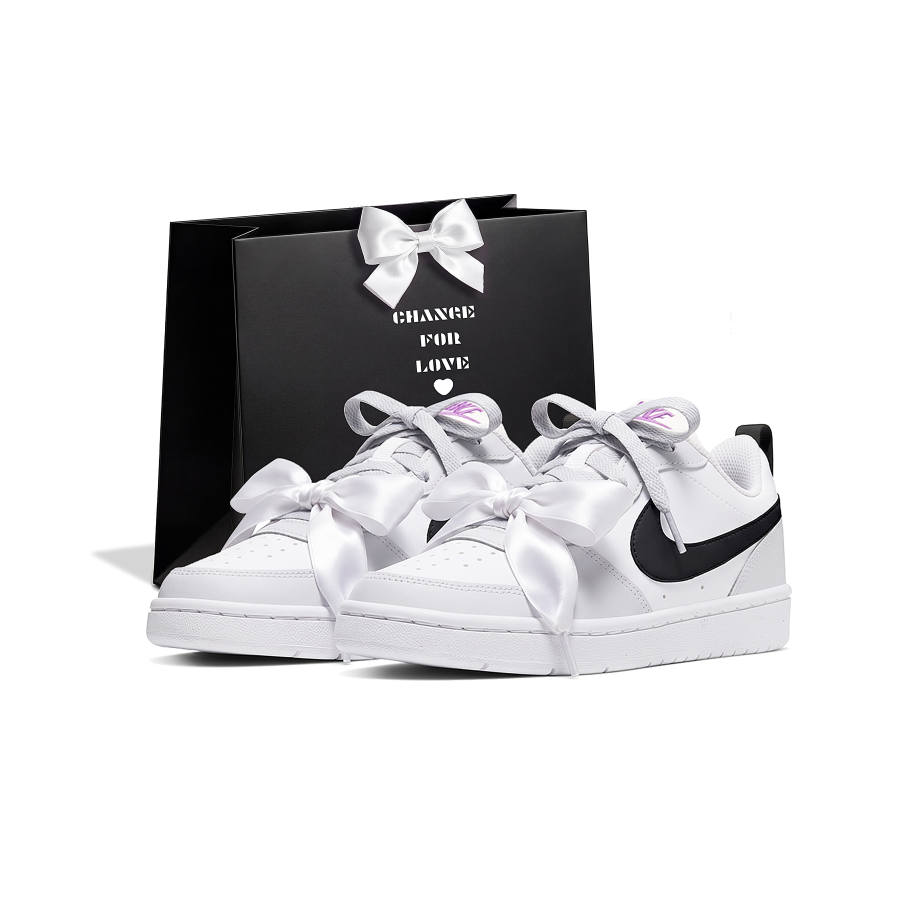 Nike Nike Court Borough Shopping Bag, Nut Tart Slip Resistant Abrasion Resistant Low top Skateboard Shoes Women's Gray White