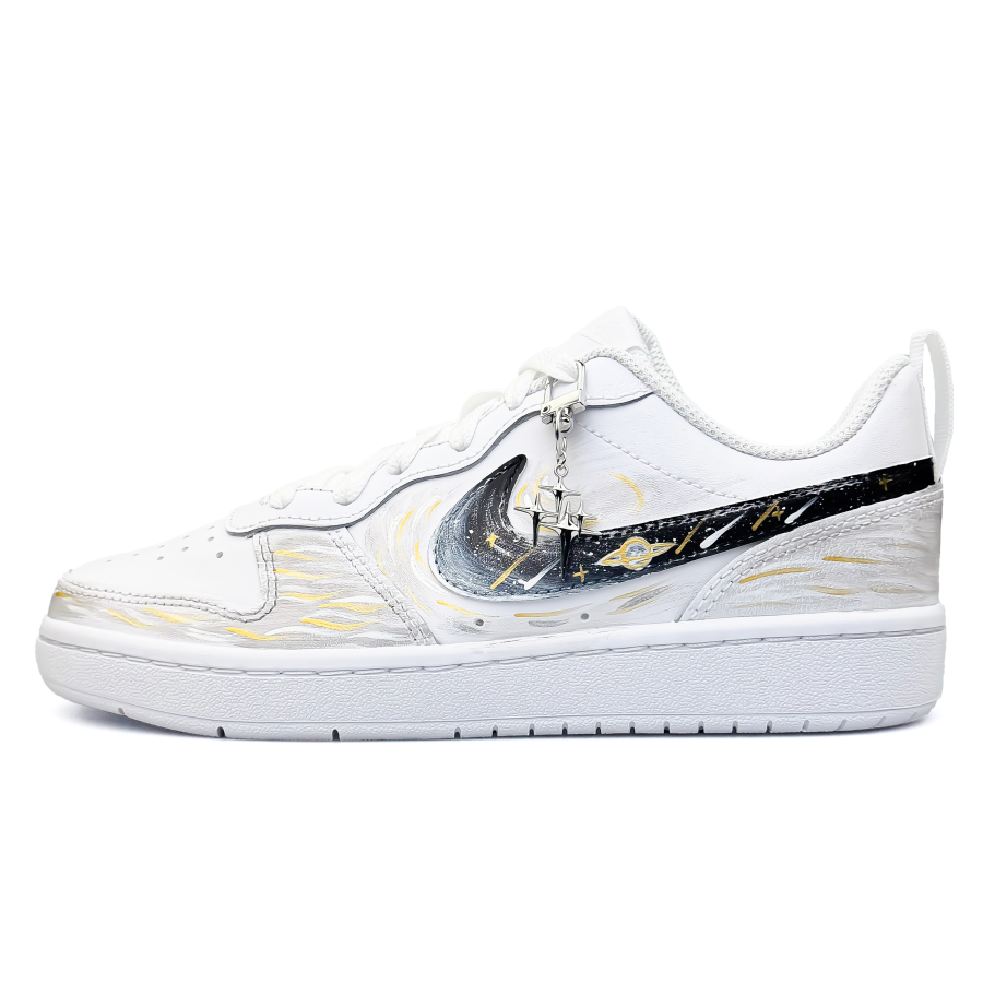 Nike Nike Court Borough Starry Love Confession Low top Kids' Skateboarding Shoes Black White Gold Teenagers
