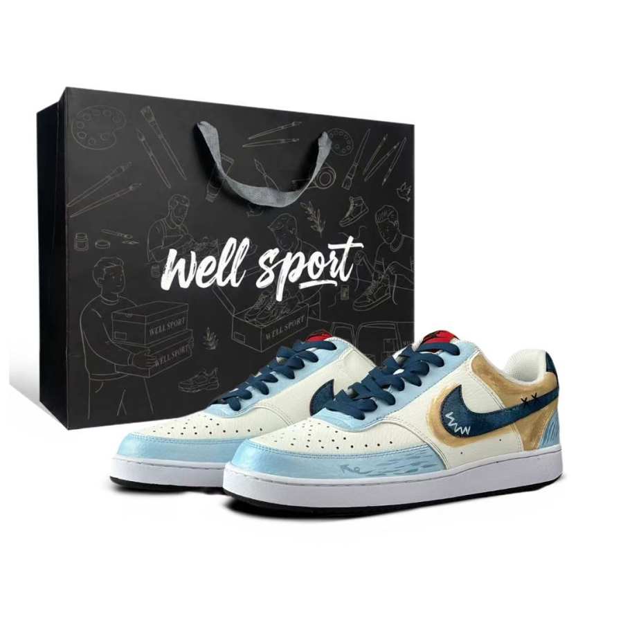 Nike Nike Court Vision 1 Sea Salt Cheese Synthetic Leather Abrasion Resistant Low top Skateboard Shoes Men's