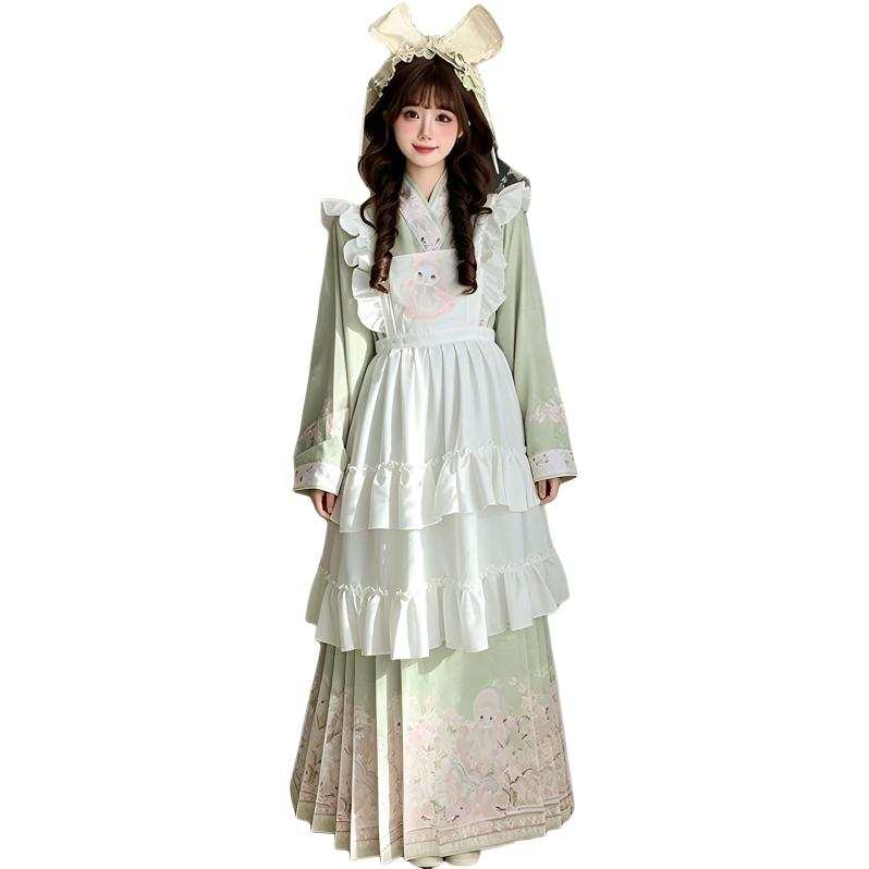 SIXUSICHOU Two Piece Skirt Sets Women's Han Cross Collar Thin Long Skirt