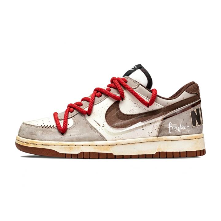 Nike Nike Big Raw Coconut Latte Synthetic Leather, Leather Slip Resistant Abrasion Resistant Low top Skateboard Shoes Men's