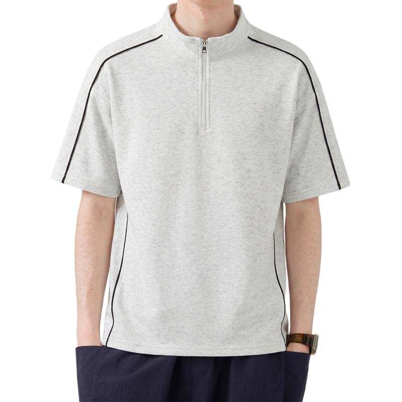 Tonlion T Shirts Unisex Stand Collar Moderate Straight Fit