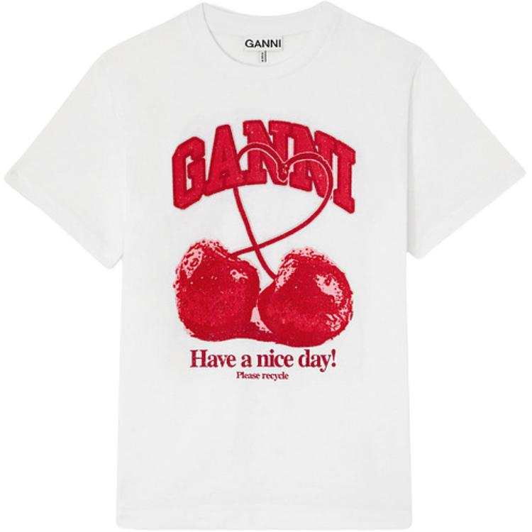 GANNI T Shirts Women's White Crew Neck Moderate