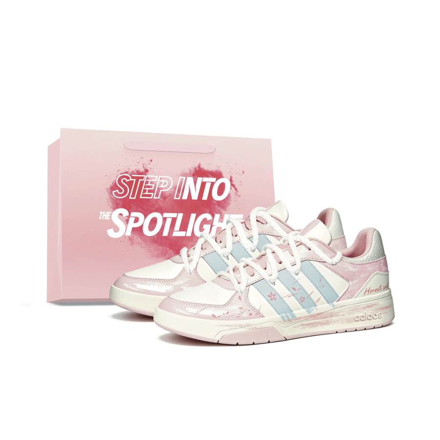 Adidas Adidas COURTBEAT Cherry Blossom Soda Slip Resistant Abrasion Resistant Low top Skateboard Shoes Unisex White Pink Blue