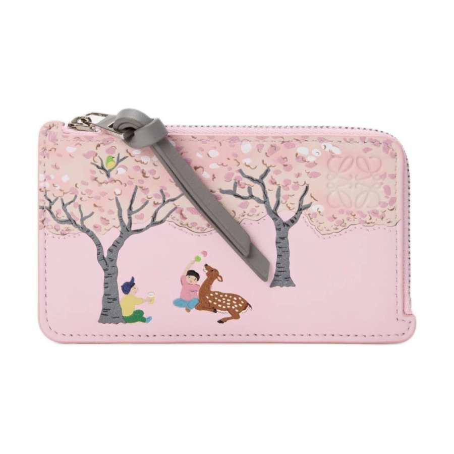 LOEWE X Suna Fujita Collaboration Napa Calf Leather Card Holder, Coin Purse Women's Pink