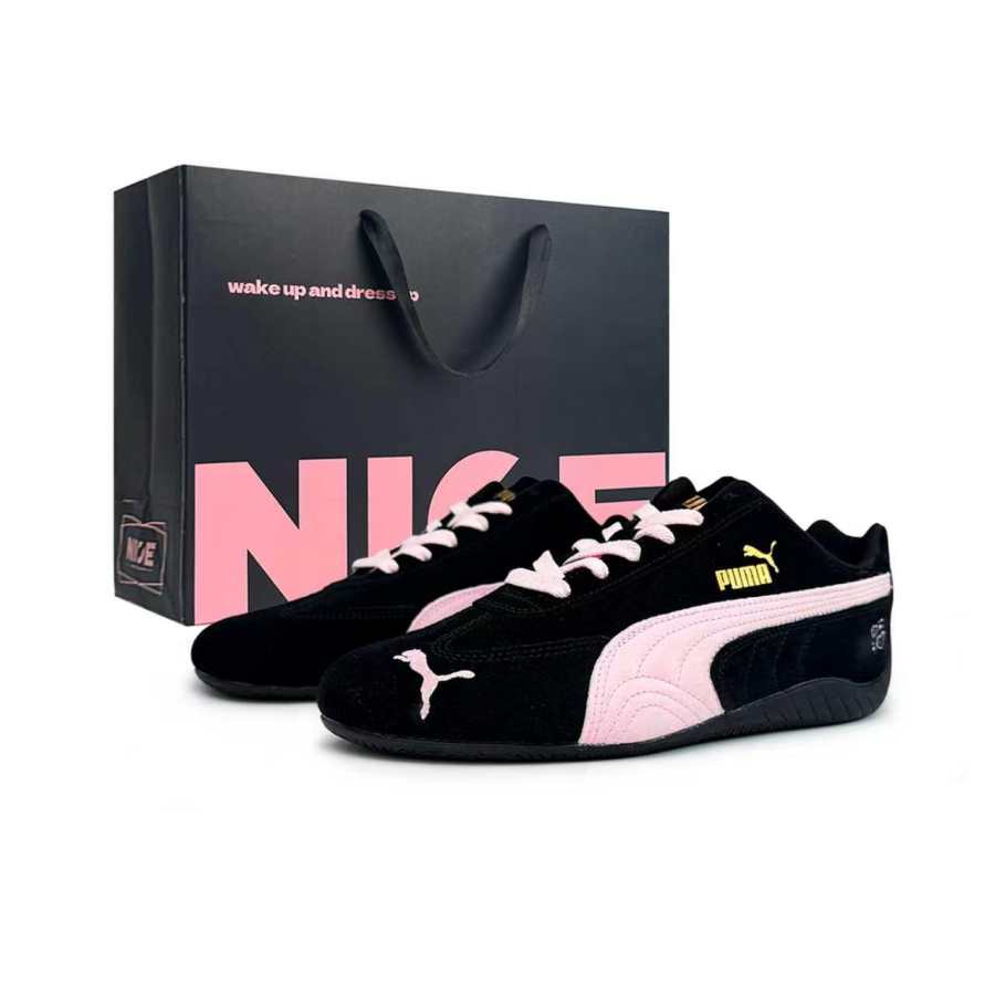 PUMA Speedcat Heartbeat Synchronization Abrasion Resistant Lightweight Low top Casual Shoes Unisex Black Pink