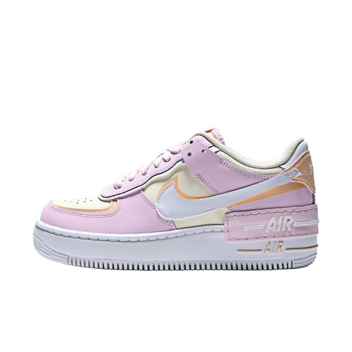 Nike Nike Air Force1 Shadow Low top Skateboard Shoes Women's Pink Yellow White