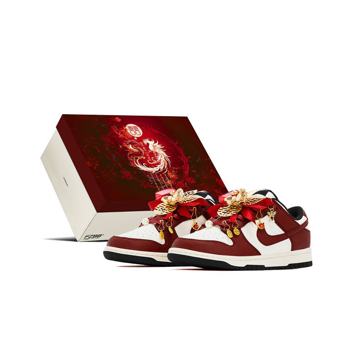 Nike Nike Dunk Box, Wedding Shoes, Auspicious Dragon And Phoenix Cushioning Abrasion Resistant Low top Skateboard Shoes