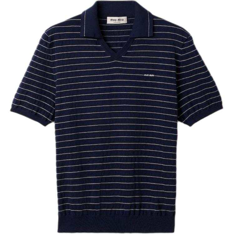 MIU MIU Knitwear Women's Marine Blue V Neck Moderate