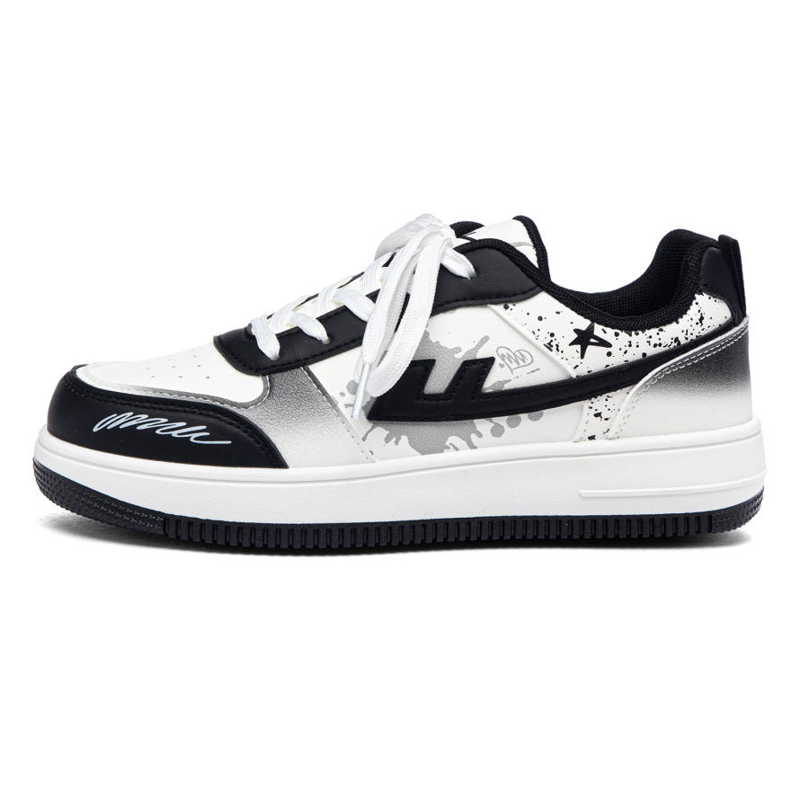 Warrior Abrasion Resistant Slip Resistant Skateboard Shoes Unisex White Black