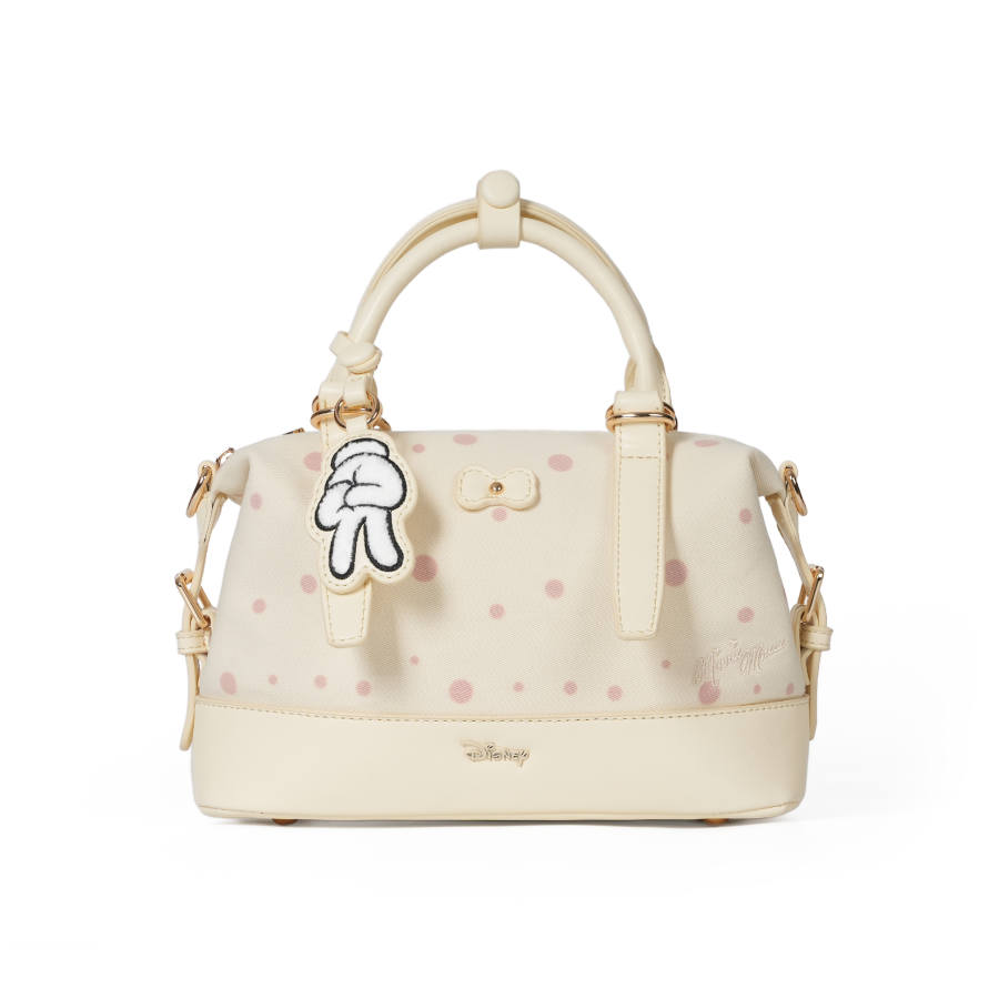 Disney Mickey Mouse Fabric+Artificial Leather Handbag Regular Women's Beige/Pink/Brown