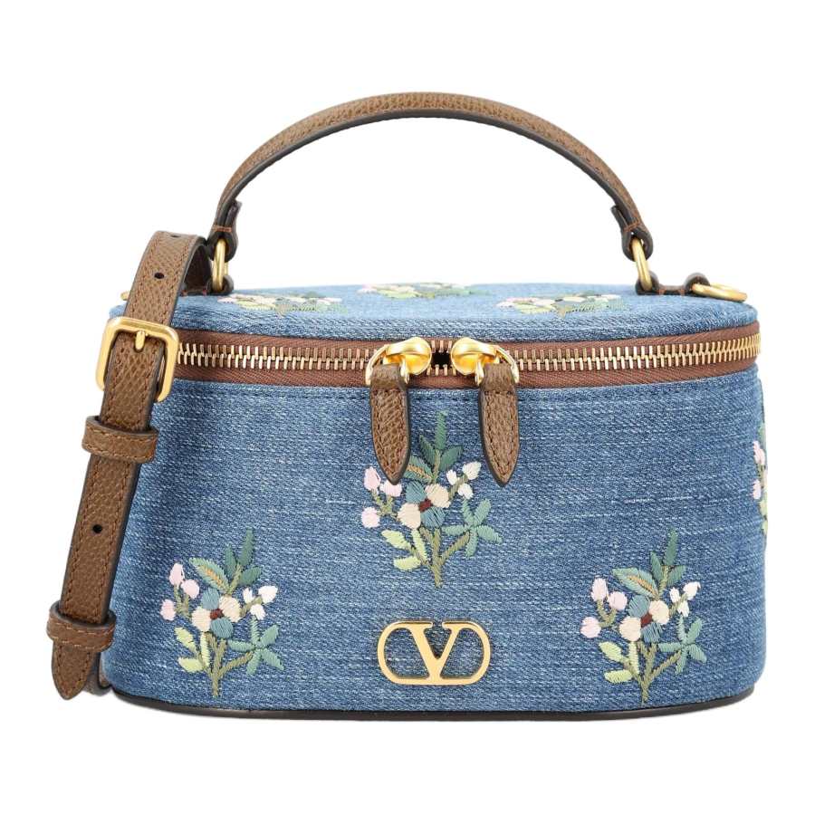 Valentino Vlogo Cotton Elastane Blend Handbag Women's Blue