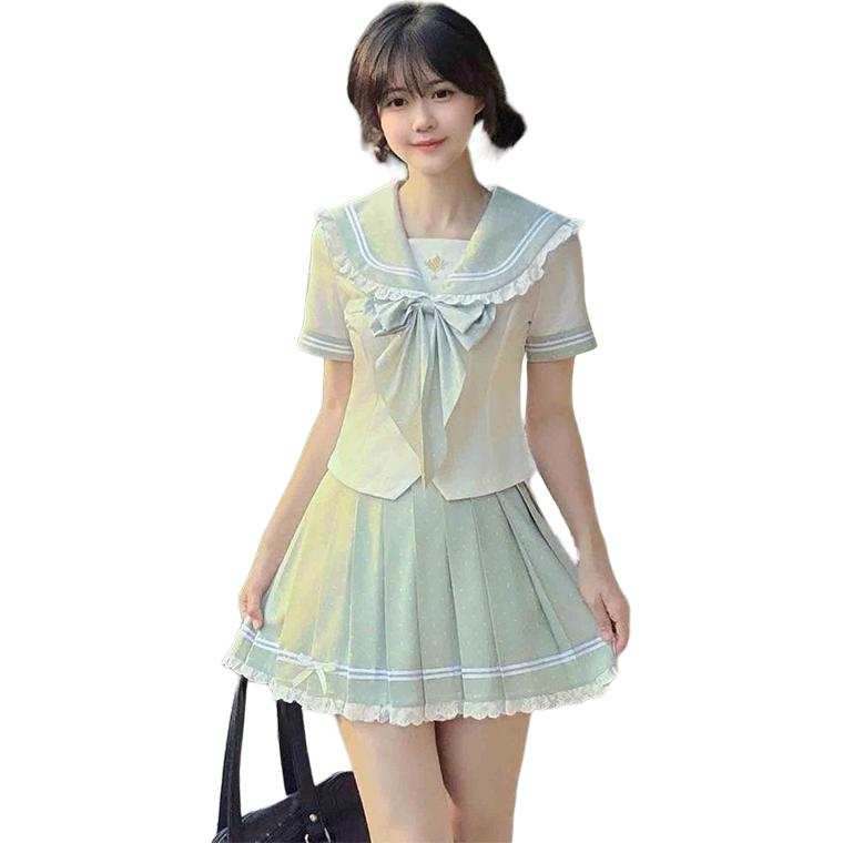 SIXUSICHOU Two Piece Skirt Sets Women's Peter Pan Collar Thin Short Skirt