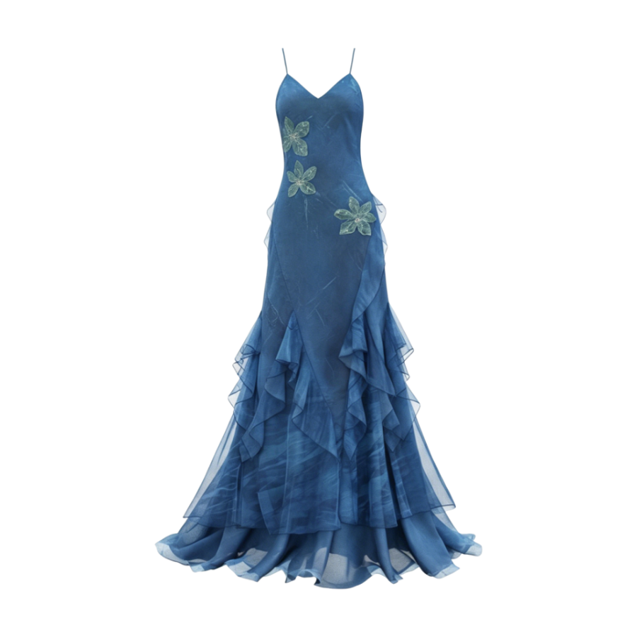 MTHE Sleeveless Dresses Women's Haze Blue Camisole Moderate Long Skirt