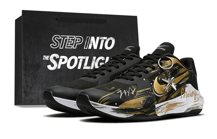 Nike Nike Air Max Impact 4 Black Gold Graffiti Cushioning Slip Resistant Abrasion Resistant Low top Basketball Shoes Men's